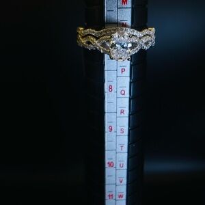 Diamond Halo Engagement Ring in Silver - Women Jewelry 2set. Mossinate
